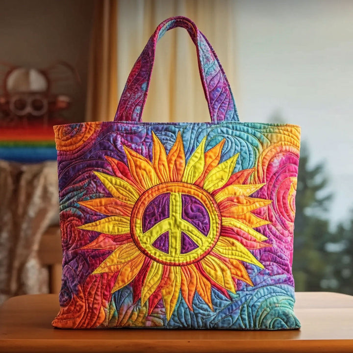 Sunlit Sunflower Quilted Tote Bag 1