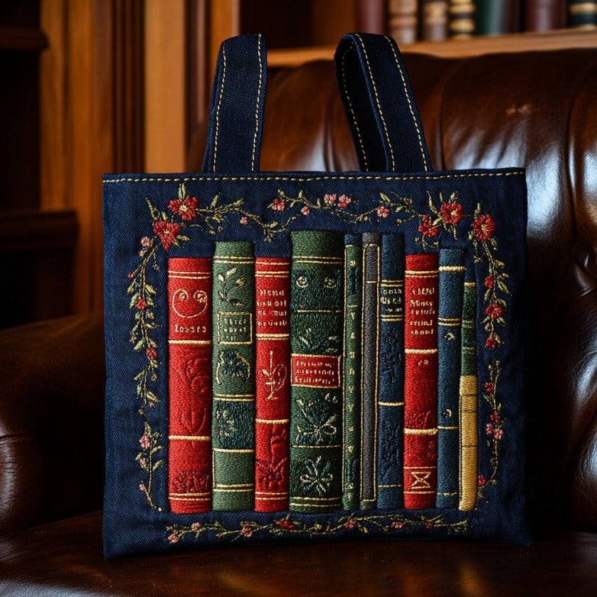 Old Books Quilted Tote Bag 1