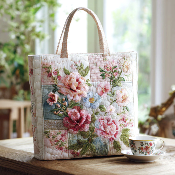 Blooming Flower Quilted Tote Bag 1