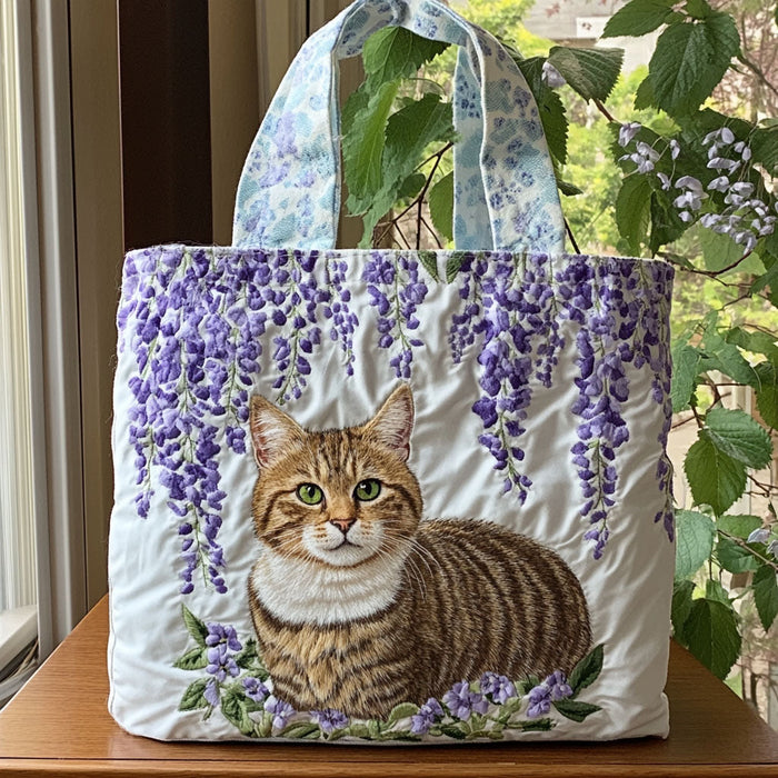 Lavender Whiskers Quilted Tote Bag 1