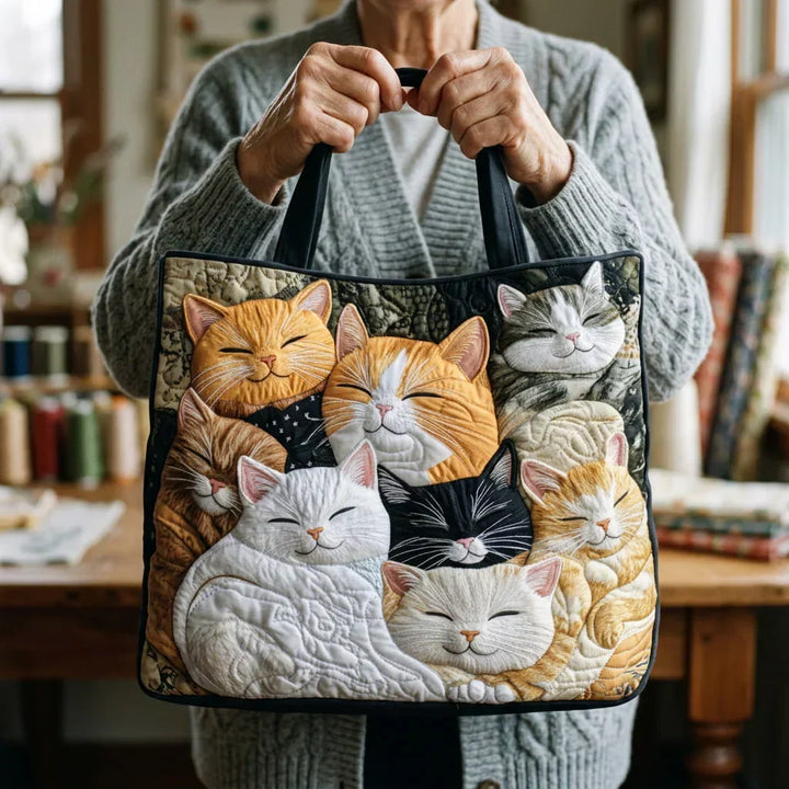 Artisanal Quilted Bag - Sleeping Kittens 2