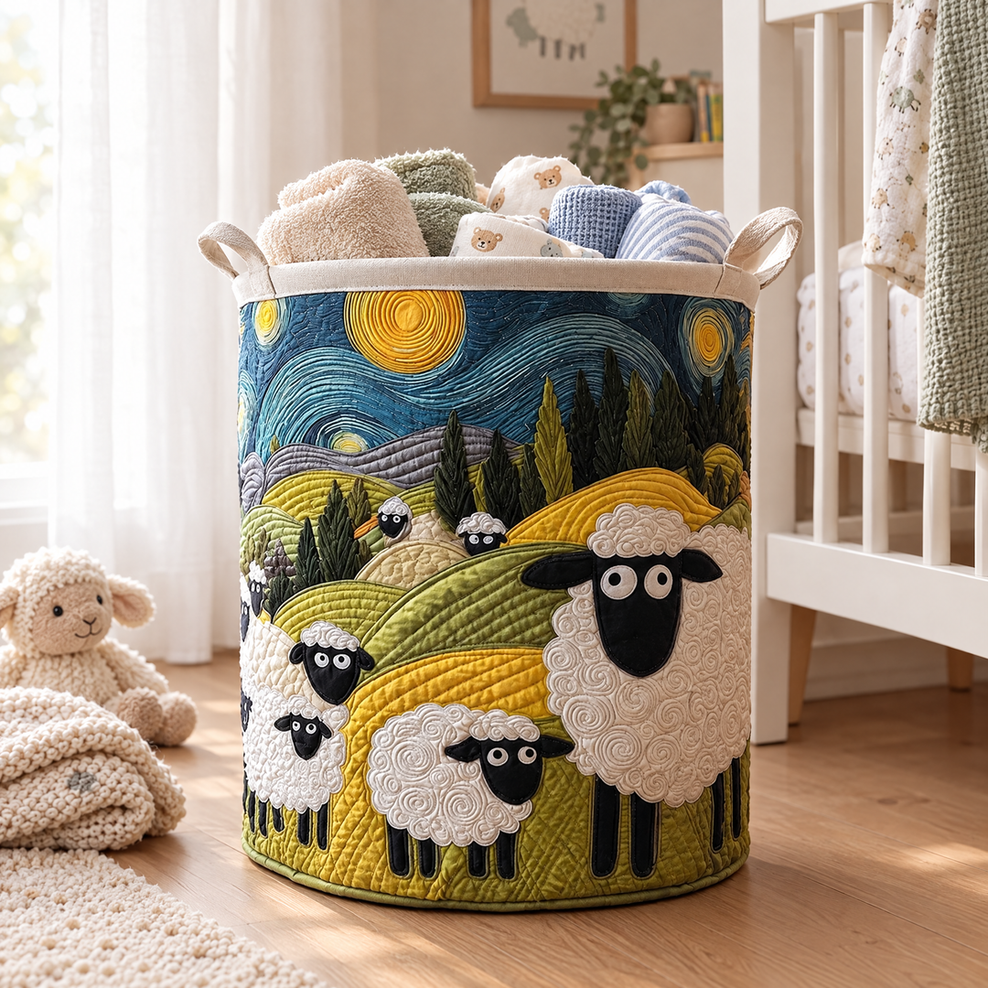 Lamb Meadow Quilted Laundry Basket 4