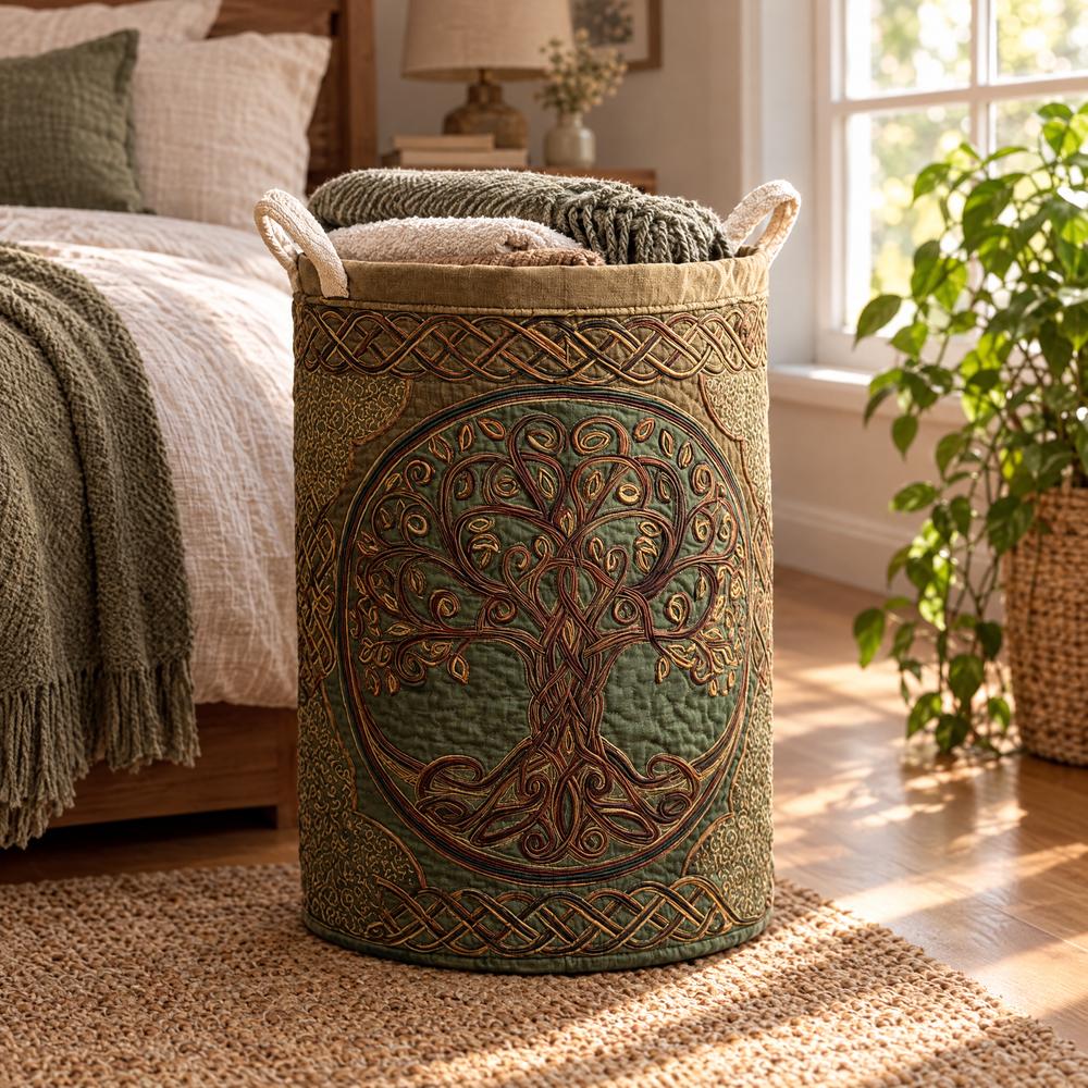 Golden Roots Quilted Laundry Basket 2