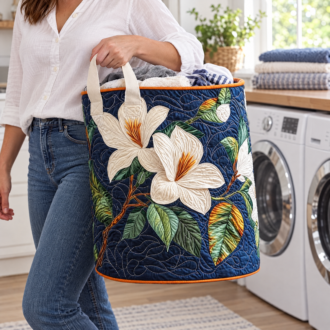 Soft Magnolia Quilted Laundry Basket 4