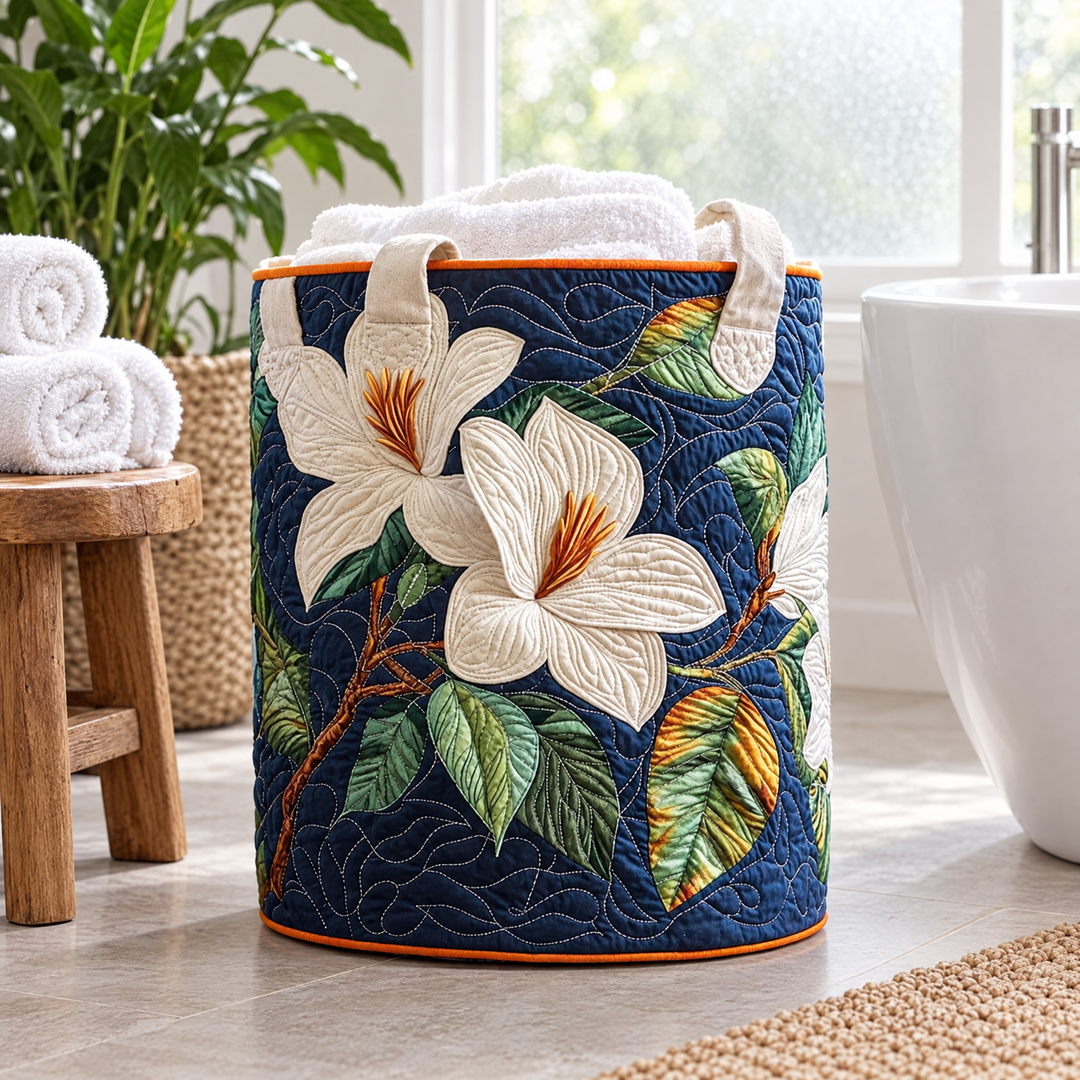Soft Magnolia Quilted Laundry Basket 2