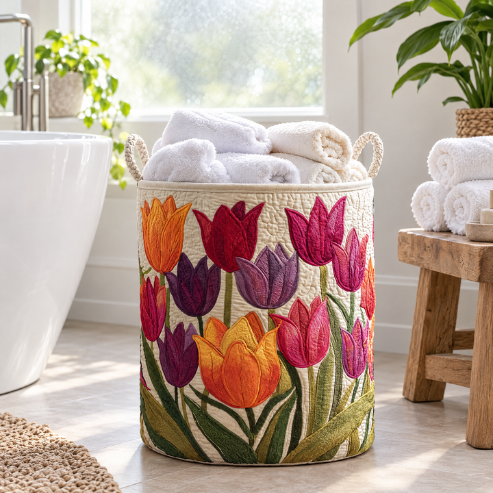 Tulip Joy Quilted Laundry Basket 3