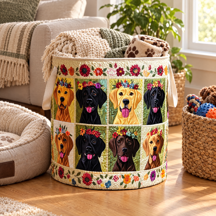 Labrador Quilted Laundry Basket 3