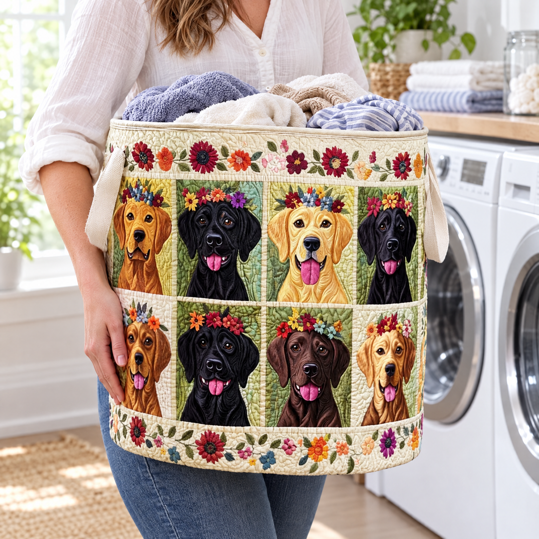 Labrador Quilted Laundry Basket 4