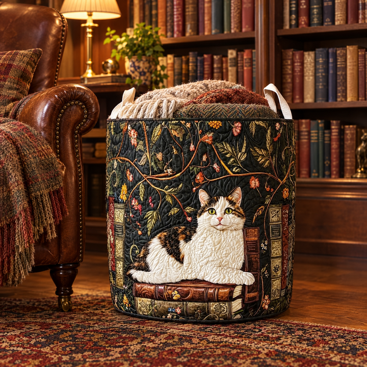Mystical Cat Quilted Laundry Basket 2
