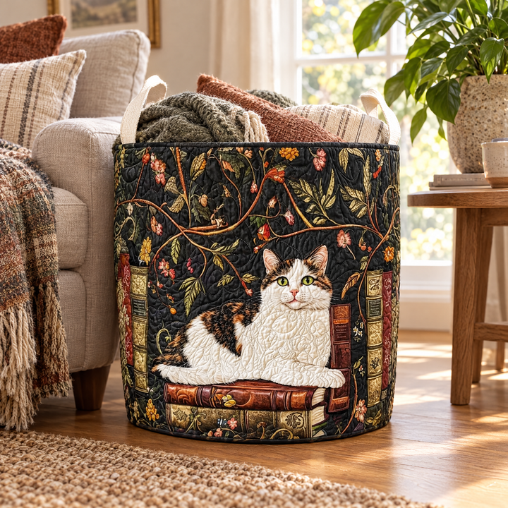 Mystical Cat Quilted Laundry Basket 3