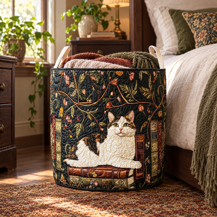 Mystical Cat Quilted Laundry Basket 4