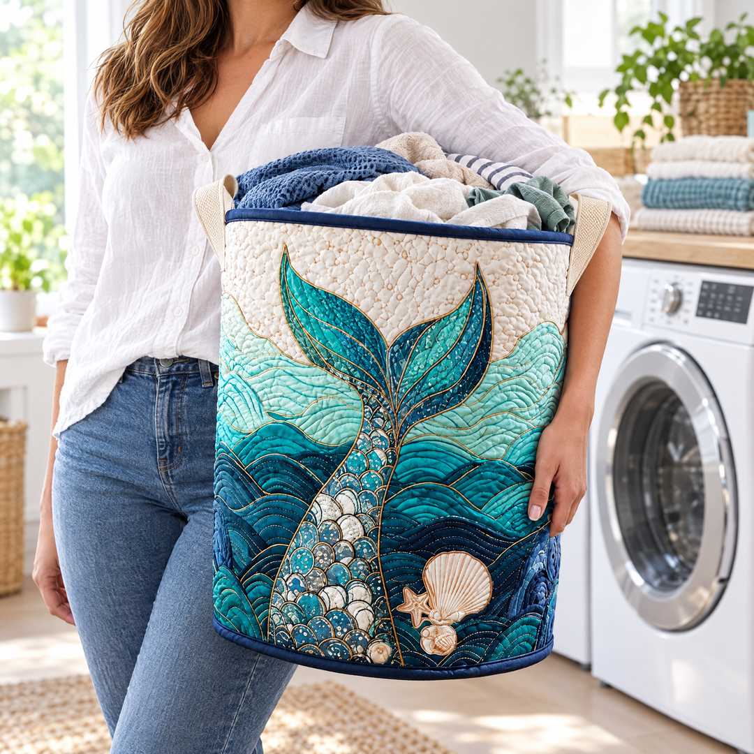 Mystic Stream Quilted Laundry Basket 3