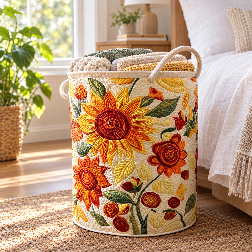 Sun Cushions Quilted Laundry Basket 2
