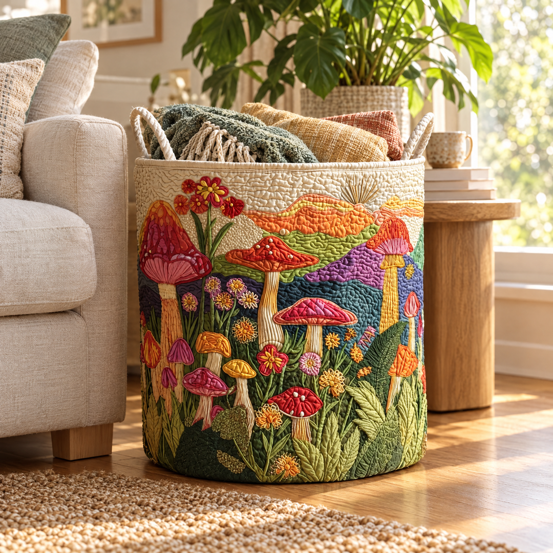 Garden at Dawn Quilted Laundry Basket 3