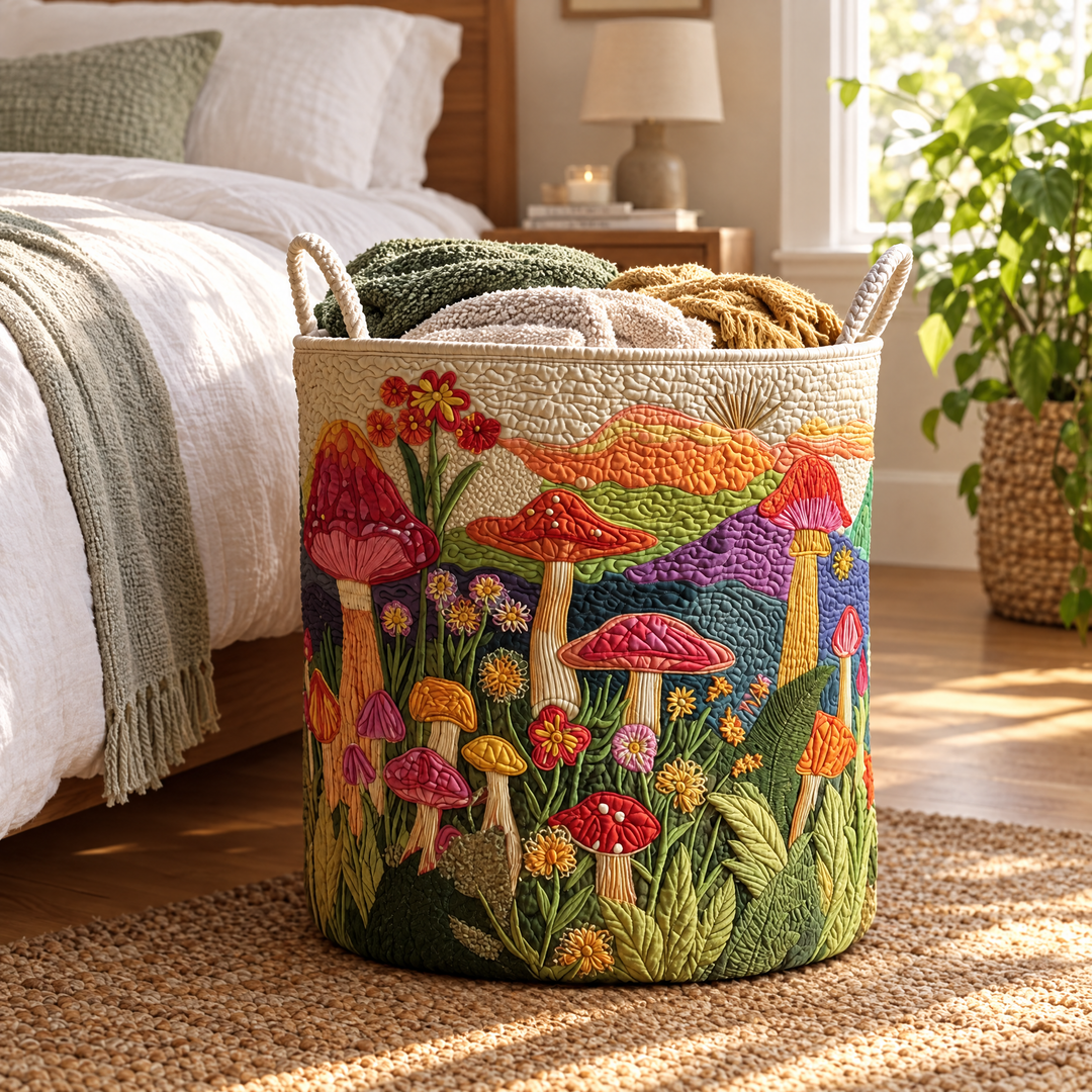 Garden at Dawn Quilted Laundry Basket 4