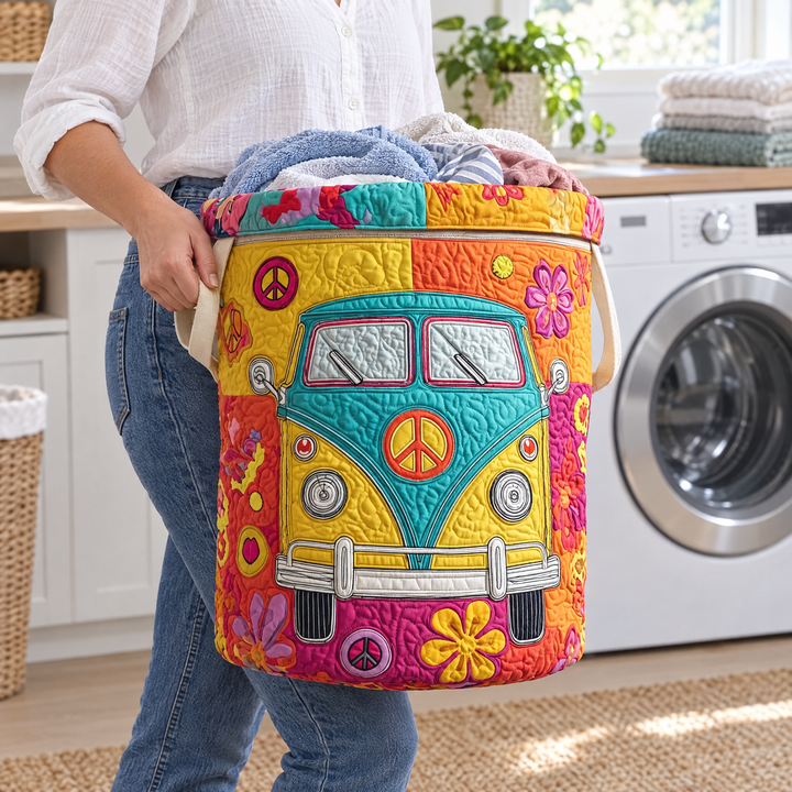Hippie Style Quilted Laundry Basket 2