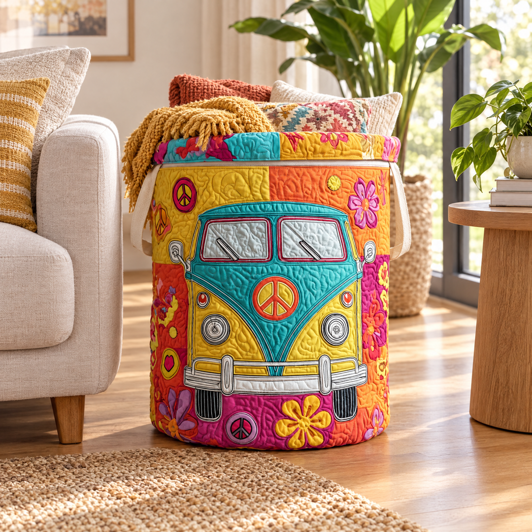 Hippie Style Quilted Laundry Basket 4