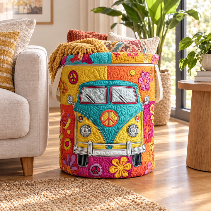 Hippie Style Quilted Laundry Basket 4