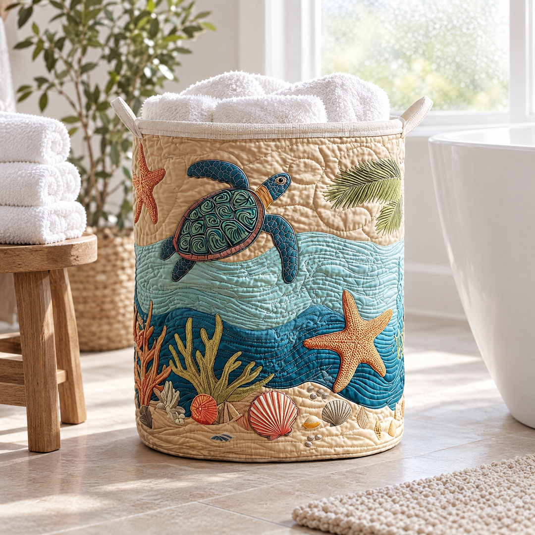 Coastal Harmony Quilted Laundry Basket 4