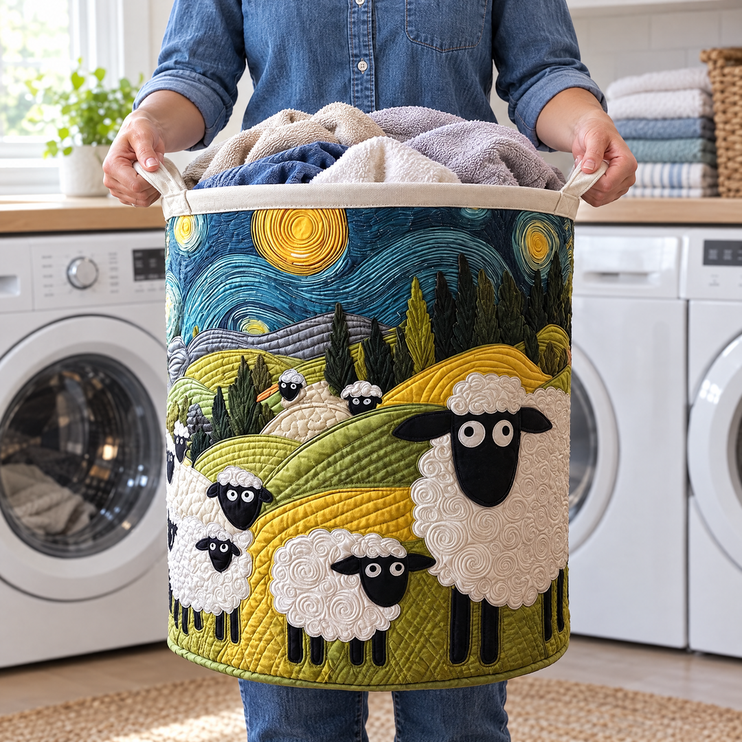 Lamb Meadow Quilted Laundry Basket 3