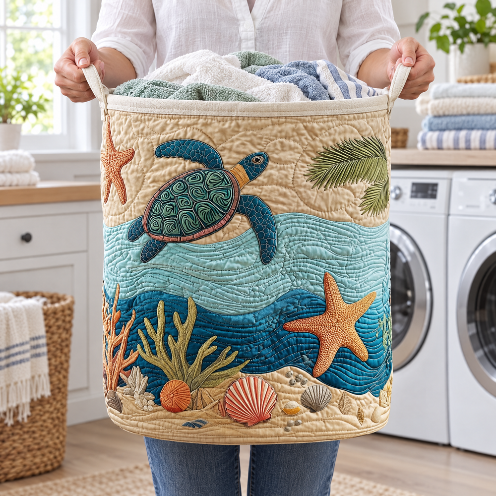 Coastal Harmony Quilted Laundry Basket 2